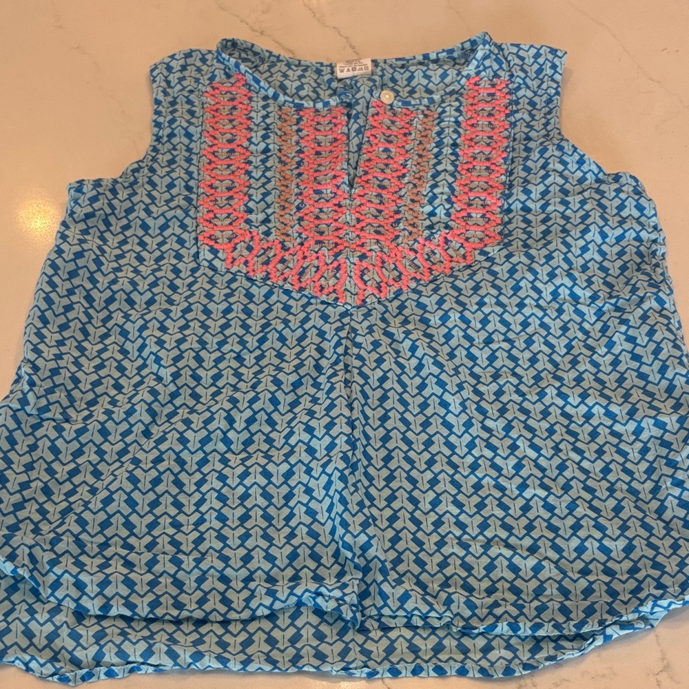Crewcuts Blue and Pink Kids Blouse - Picture 3 of 6